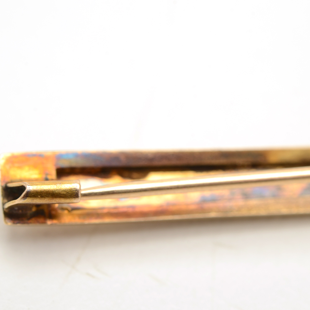 10K Yellow Gold Bar Pin with Seed Pearls