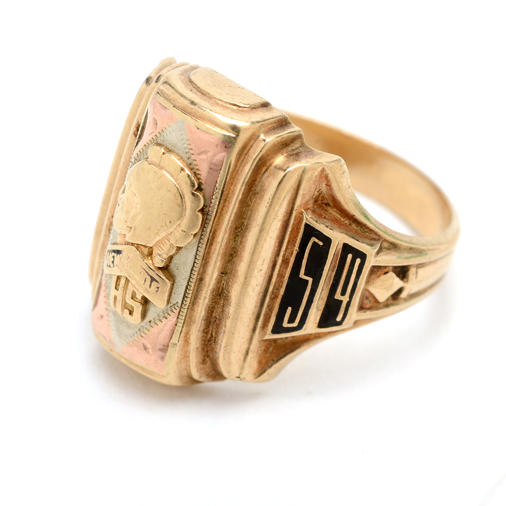10K Yellow Gold 1954 High School Ring