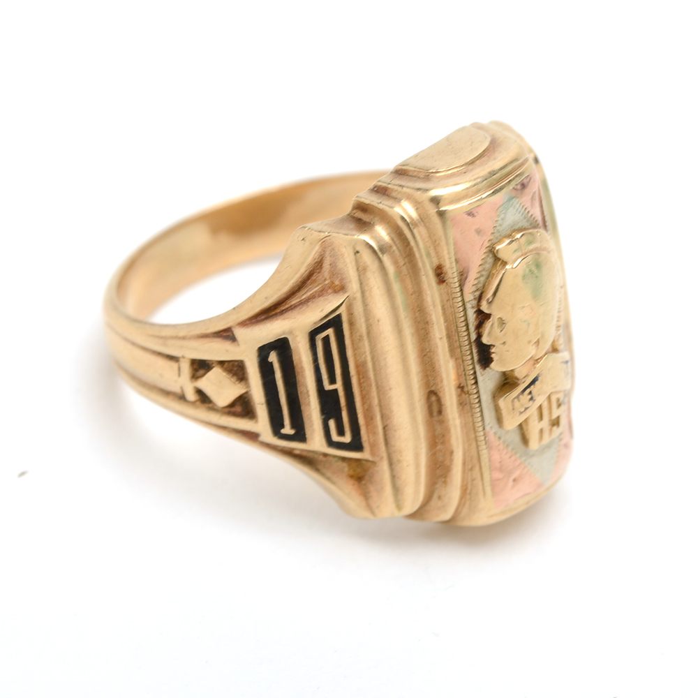 10K Yellow Gold 1954 High School Ring