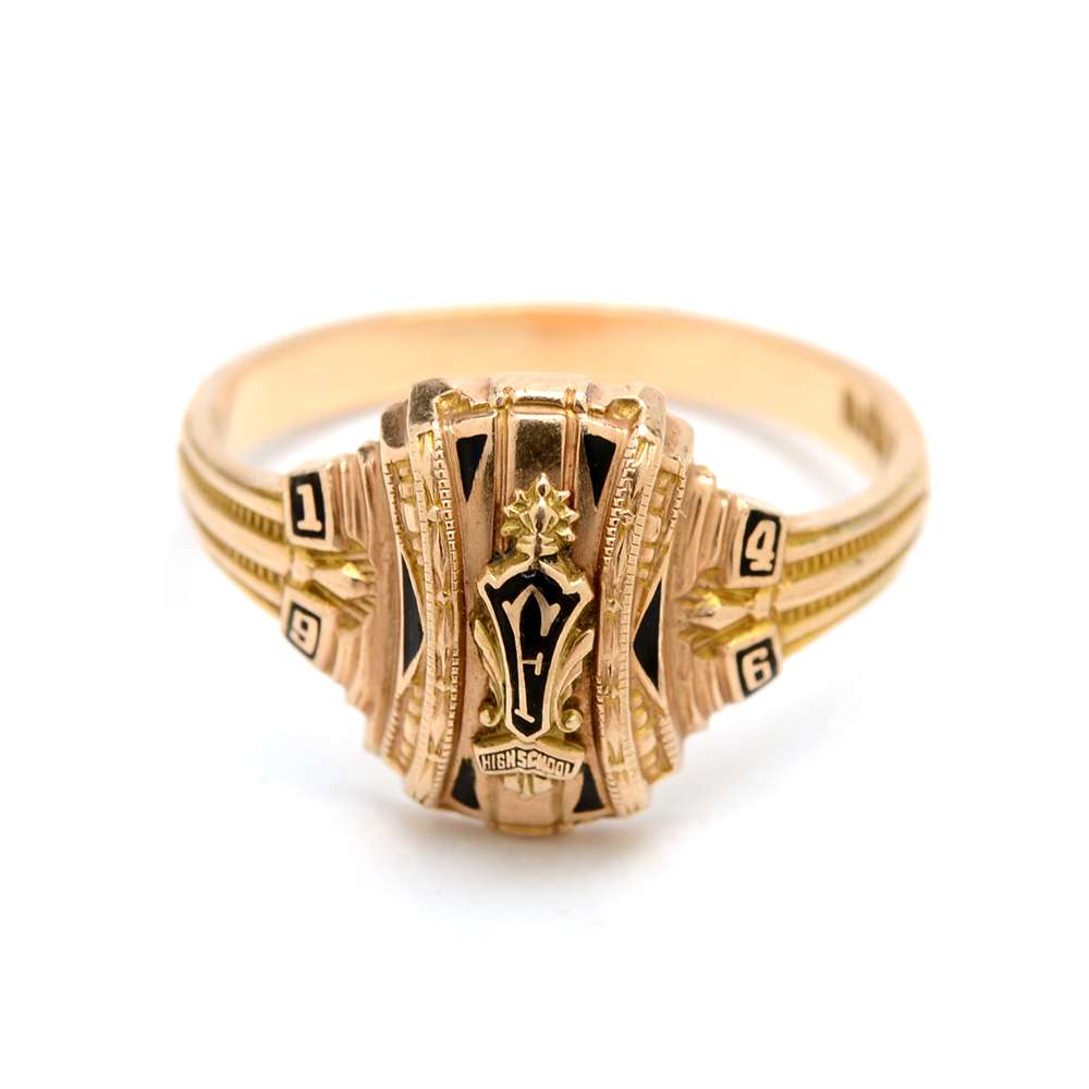 Two 10K Yellow Gold High School Rings