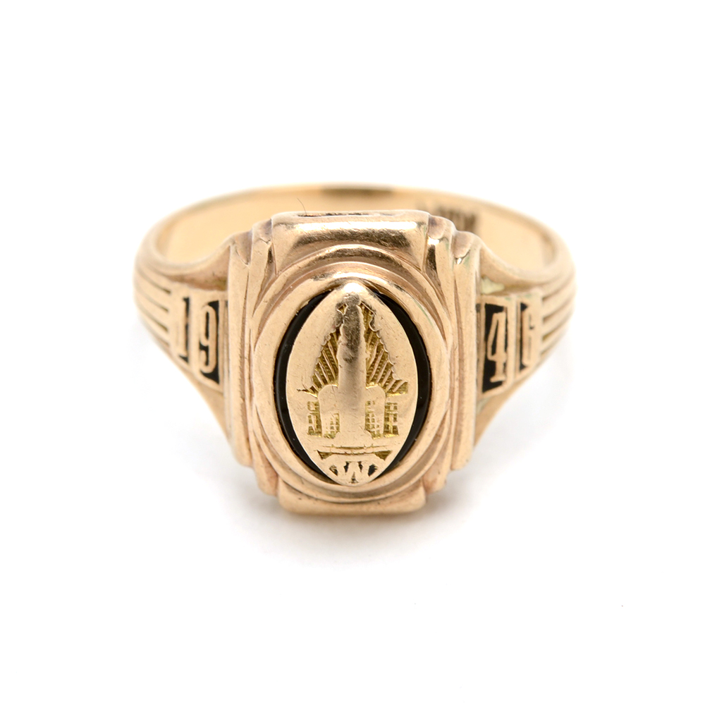 Two 10K Yellow Gold High School Rings