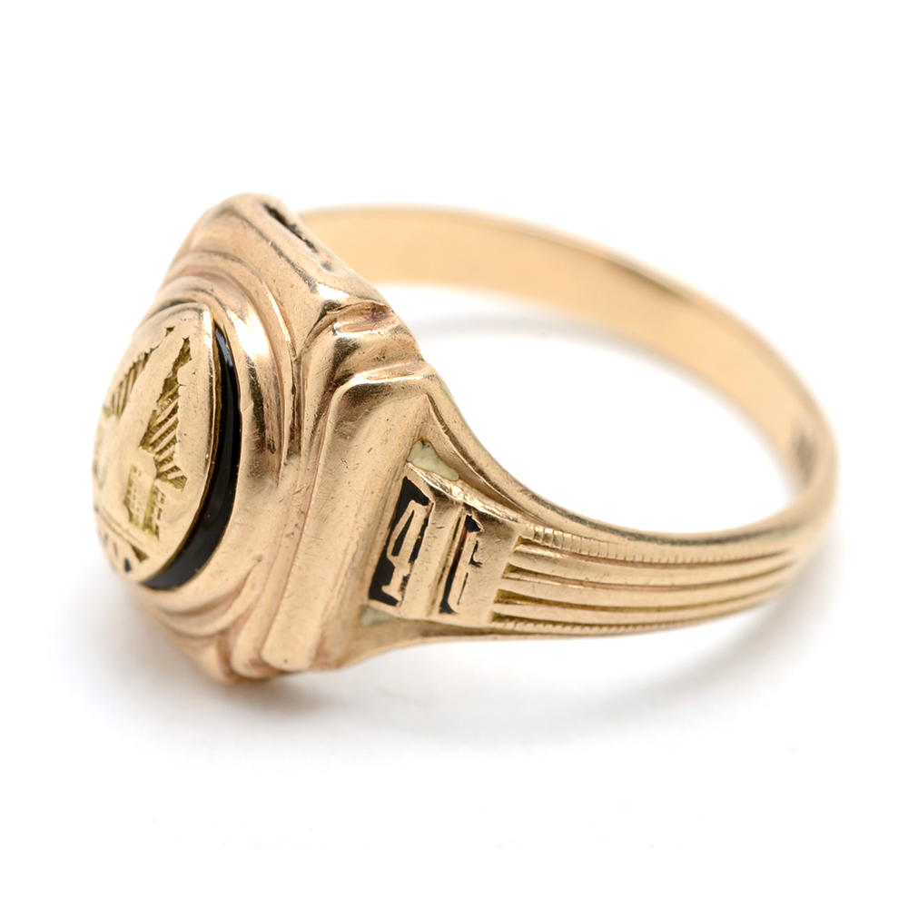 Two 10K Yellow Gold High School Rings