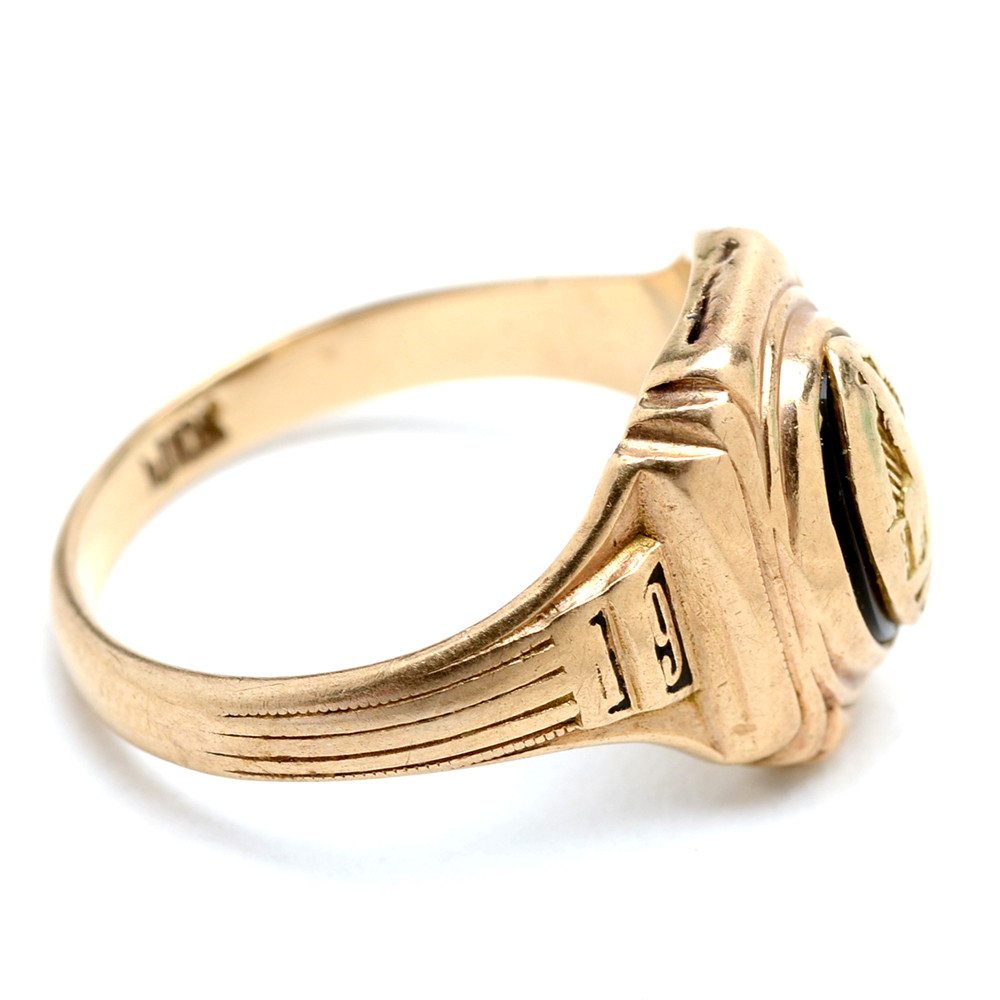 Two 10K Yellow Gold High School Rings