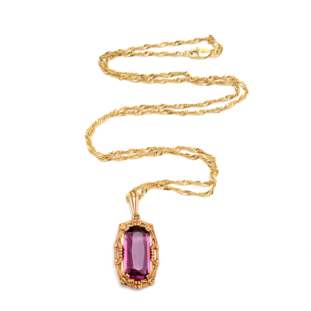 Vintage 10K and 14K Yellow Gold Pendant with Chain