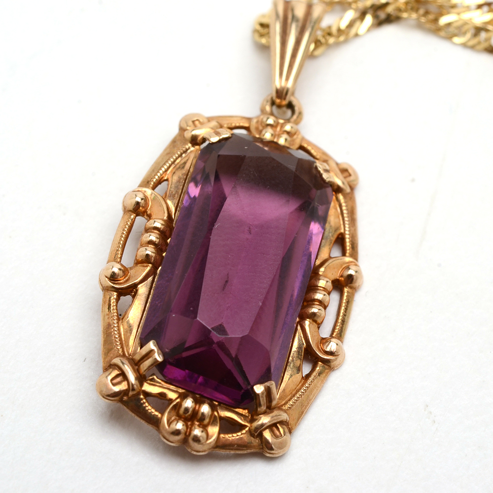 Vintage 10K and 14K Yellow Gold Pendant with Chain
