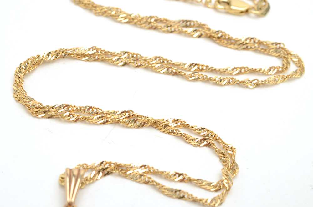 Vintage 10K and 14K Yellow Gold Pendant with Chain