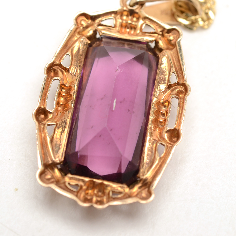 Vintage 10K and 14K Yellow Gold Pendant with Chain