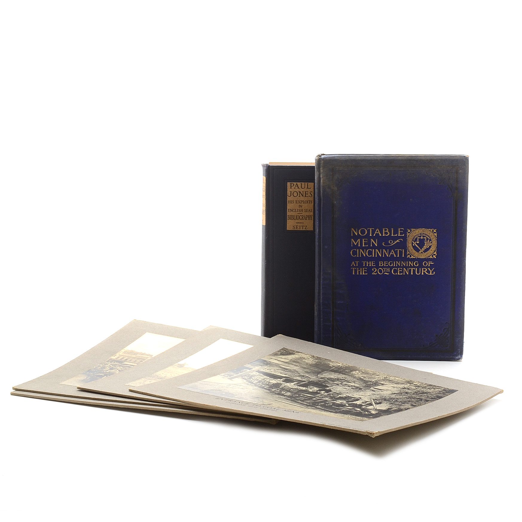 Collection of Vintage Books and Mounted Photographs