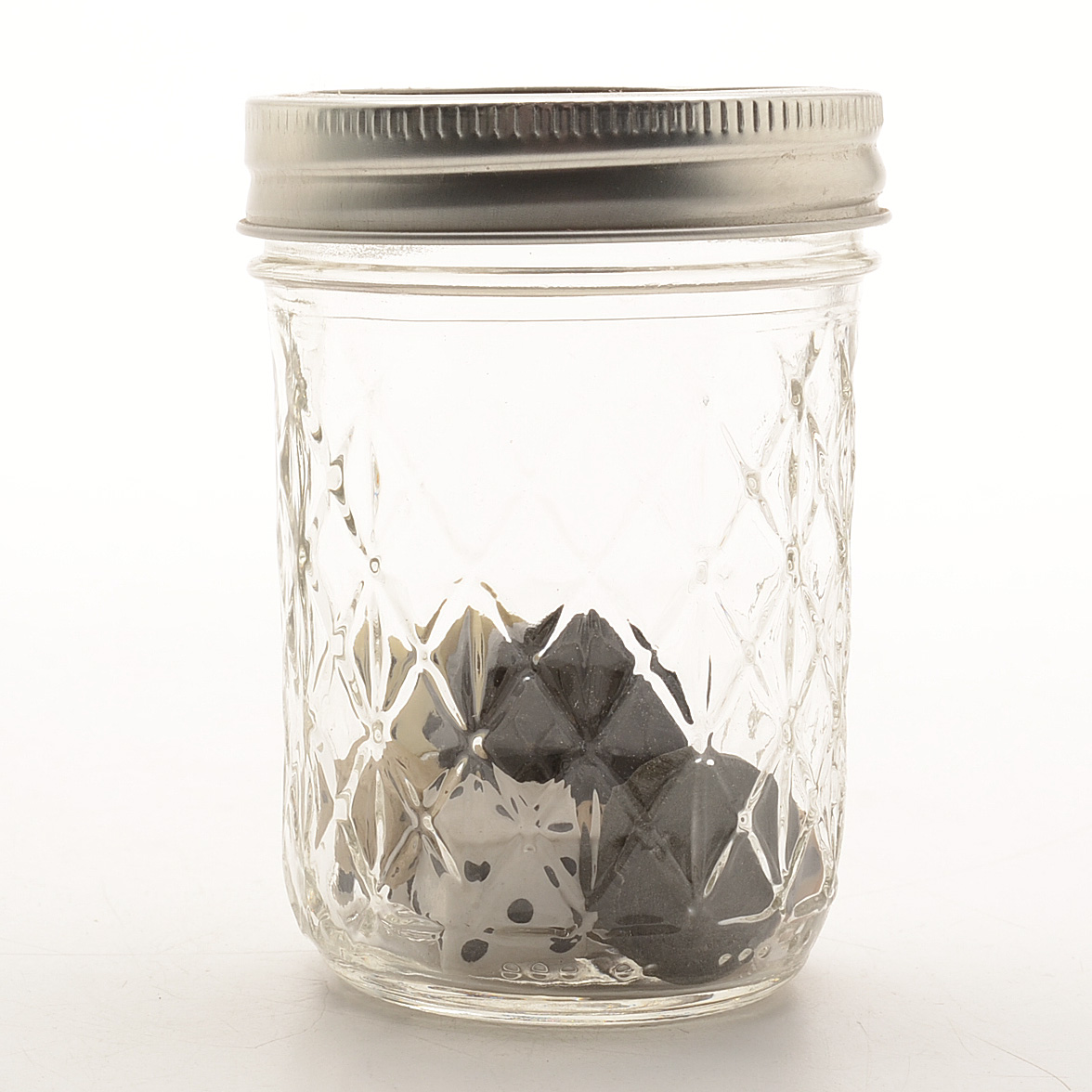 Vintage Blue Ball Jar of Buttons and Dice