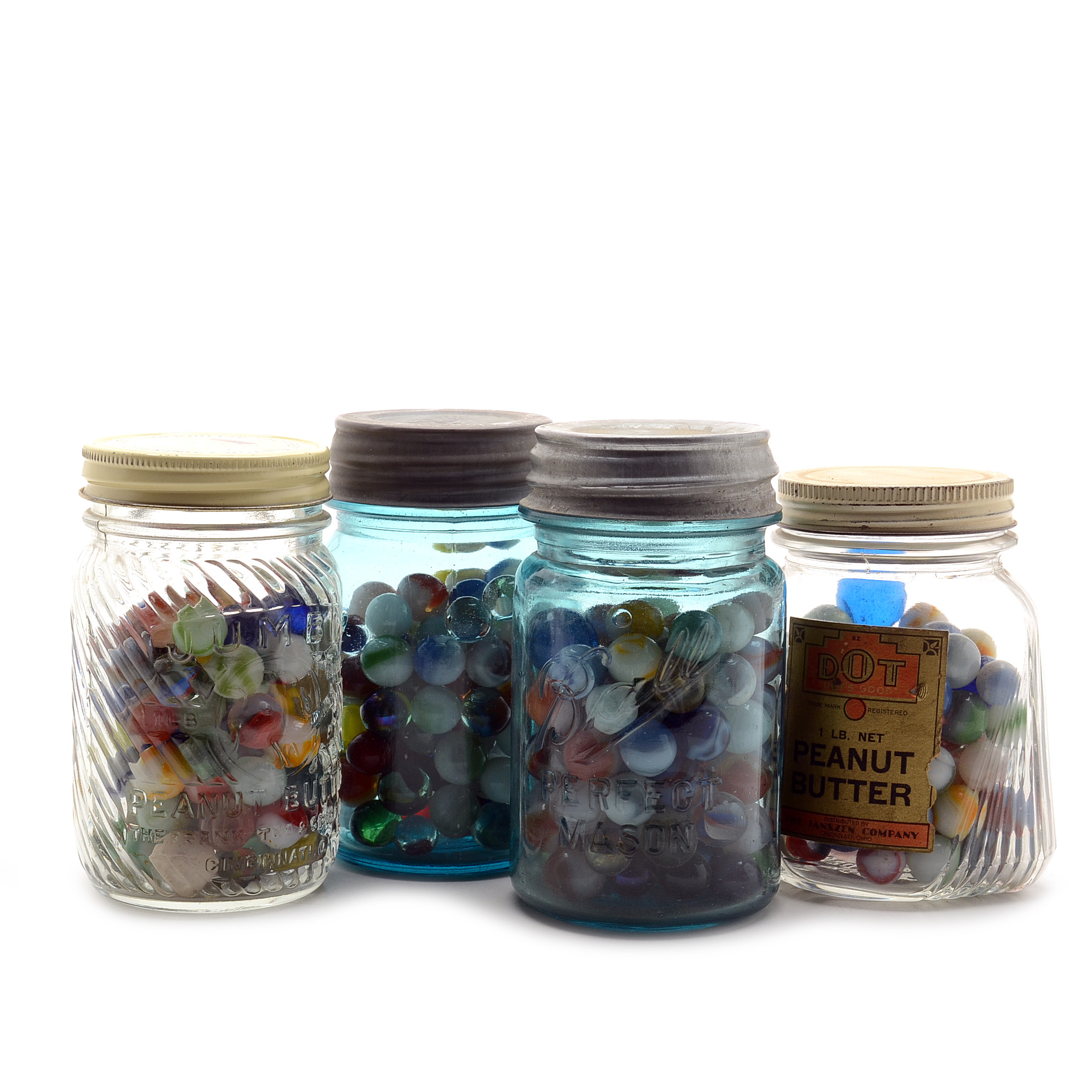 Four Vintage Jars of Marbles