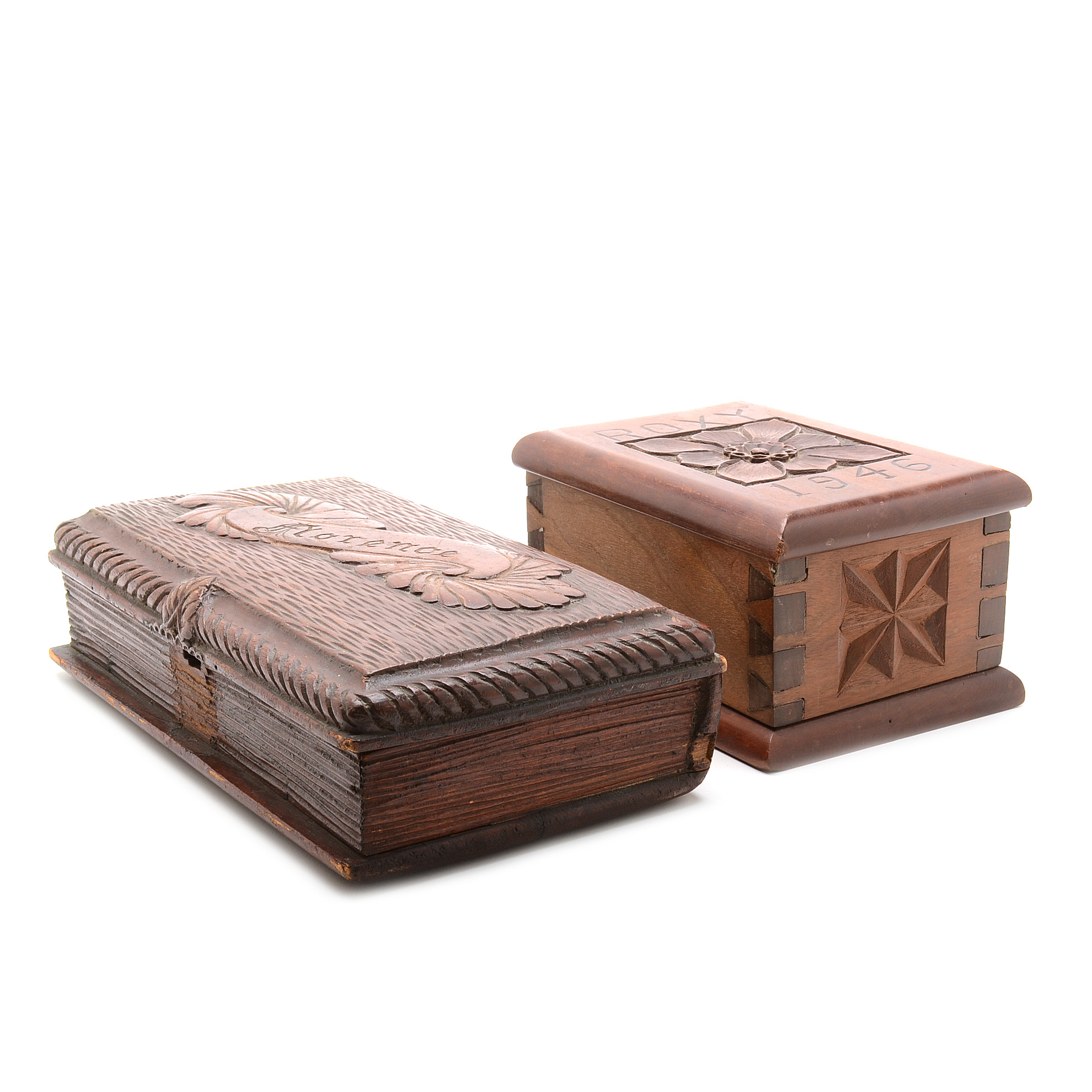 Vintage Carved Wood Boxes