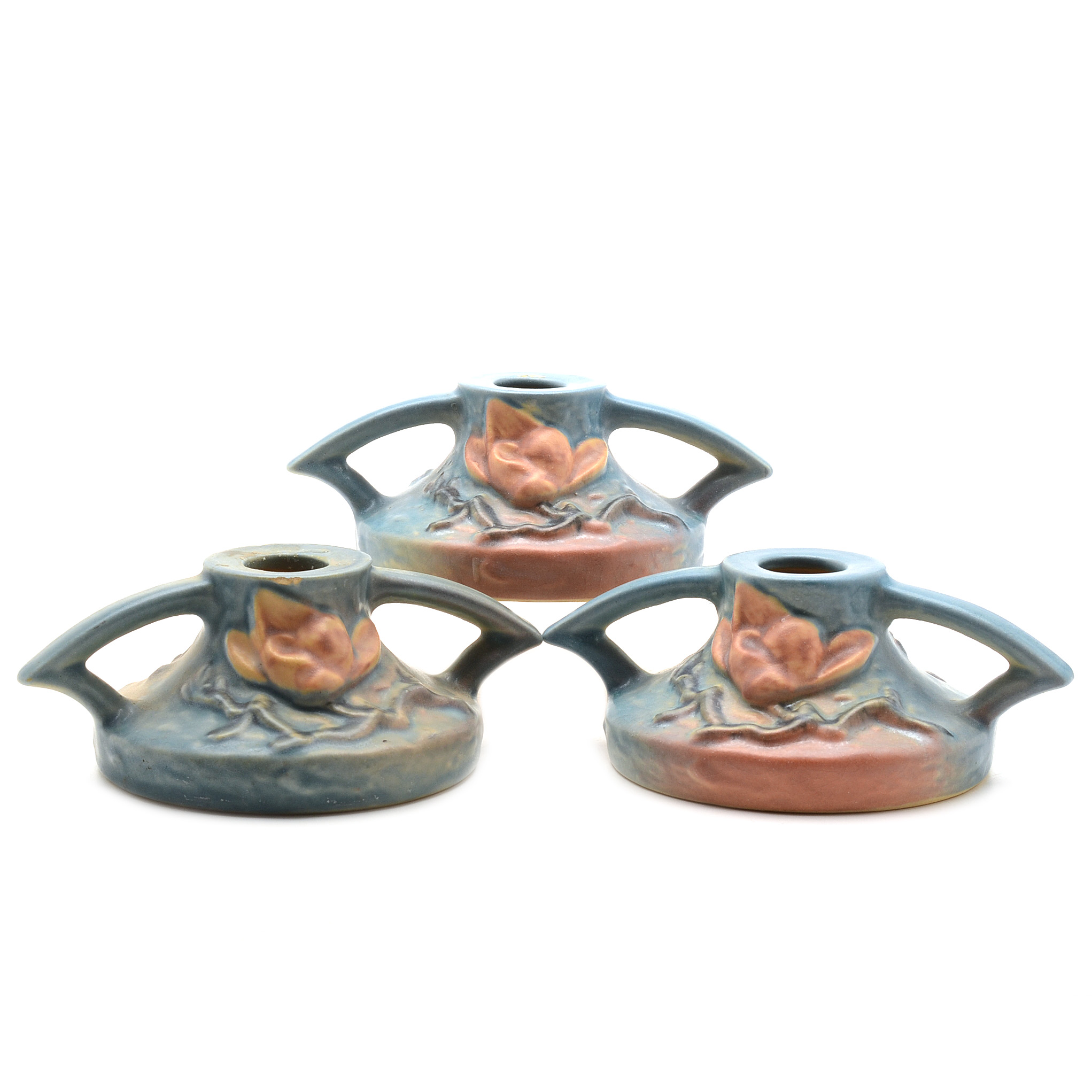 Roseville "Magnolia" Pottery Candle Holders