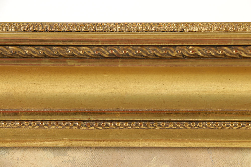 Signed Oil Painting on Canvas of Hudson River School Landscape in 19th-Century Hudson River School Style Gilt and Gesso Frame