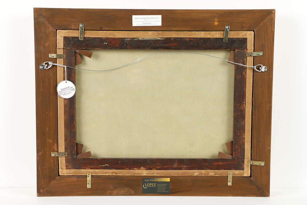 Signed Oil Painting on Canvas of Hudson River School Landscape in 19th-Century Hudson River School Style Gilt and Gesso Frame