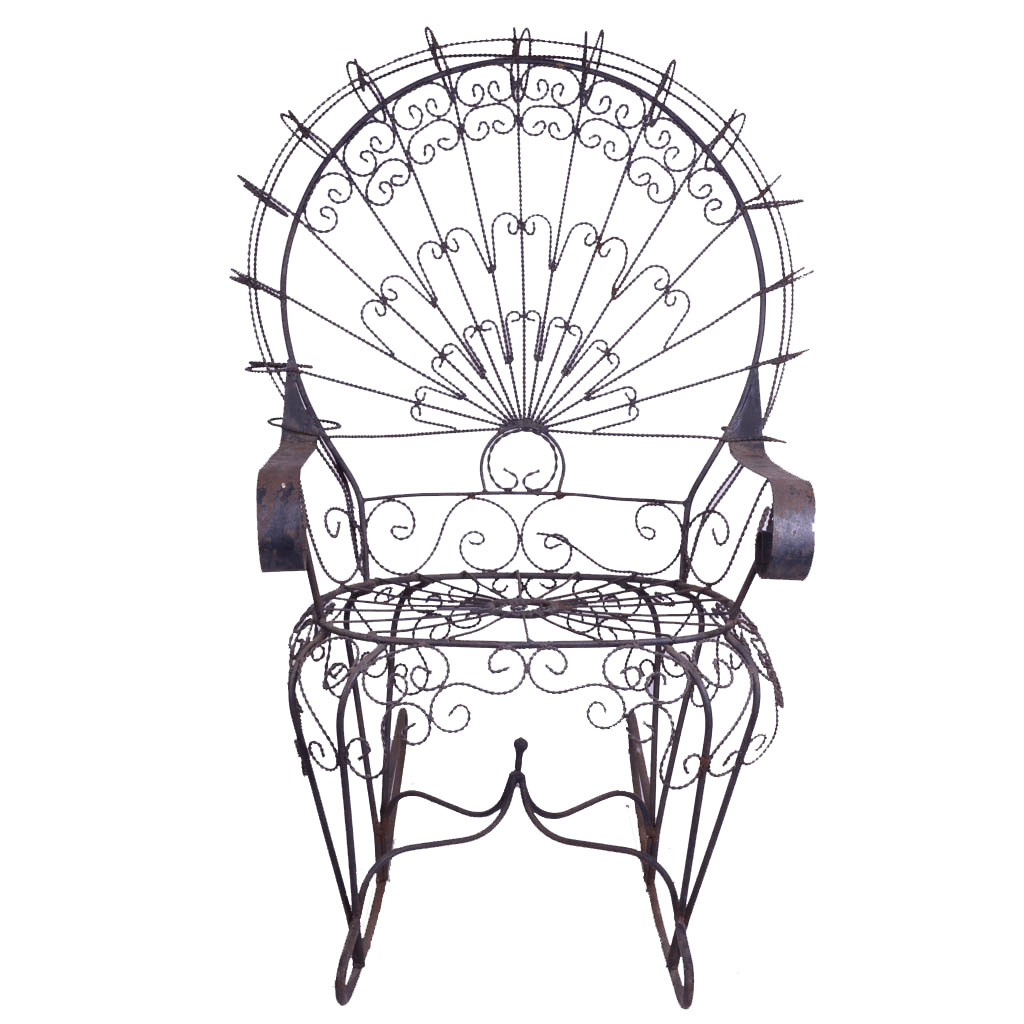 Vintage Wrought Iron Peacock Rocking Chair