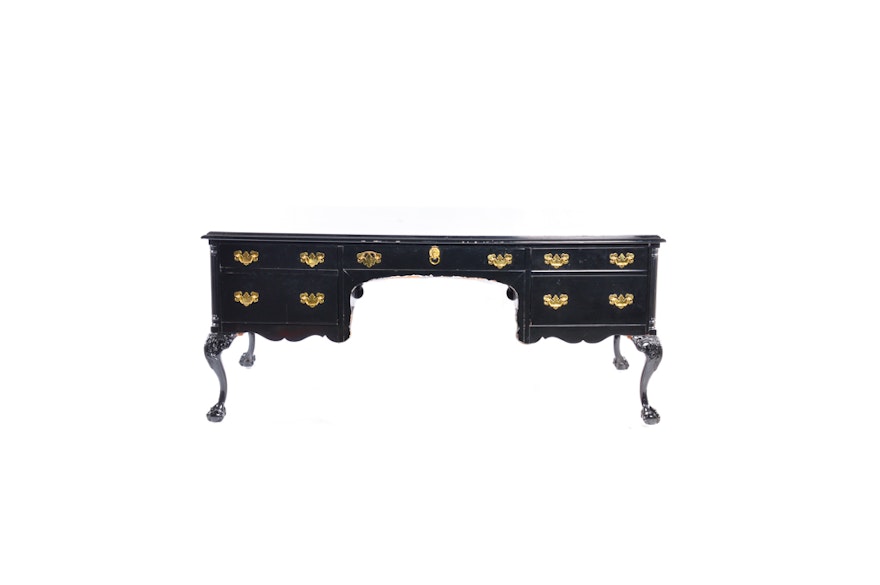 Chippendale Style Desk in a Black Lacquer Finish
