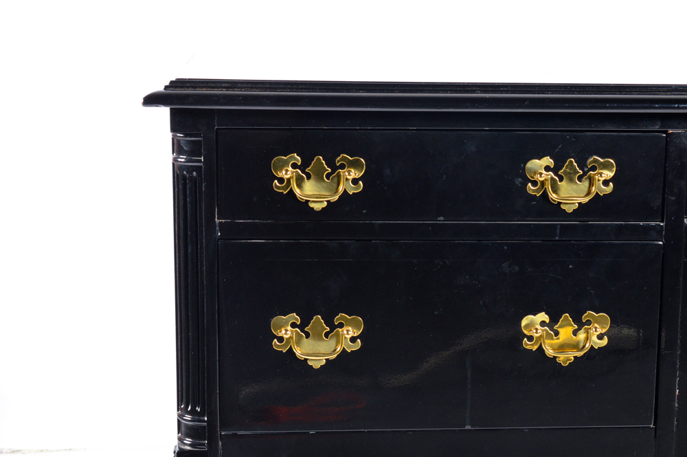 Chippendale Style Desk in a Black Lacquer Finish