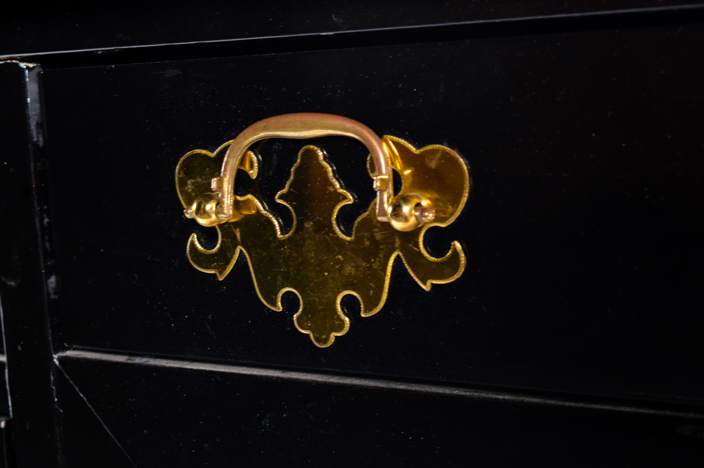 Chippendale Style Desk in a Black Lacquer Finish