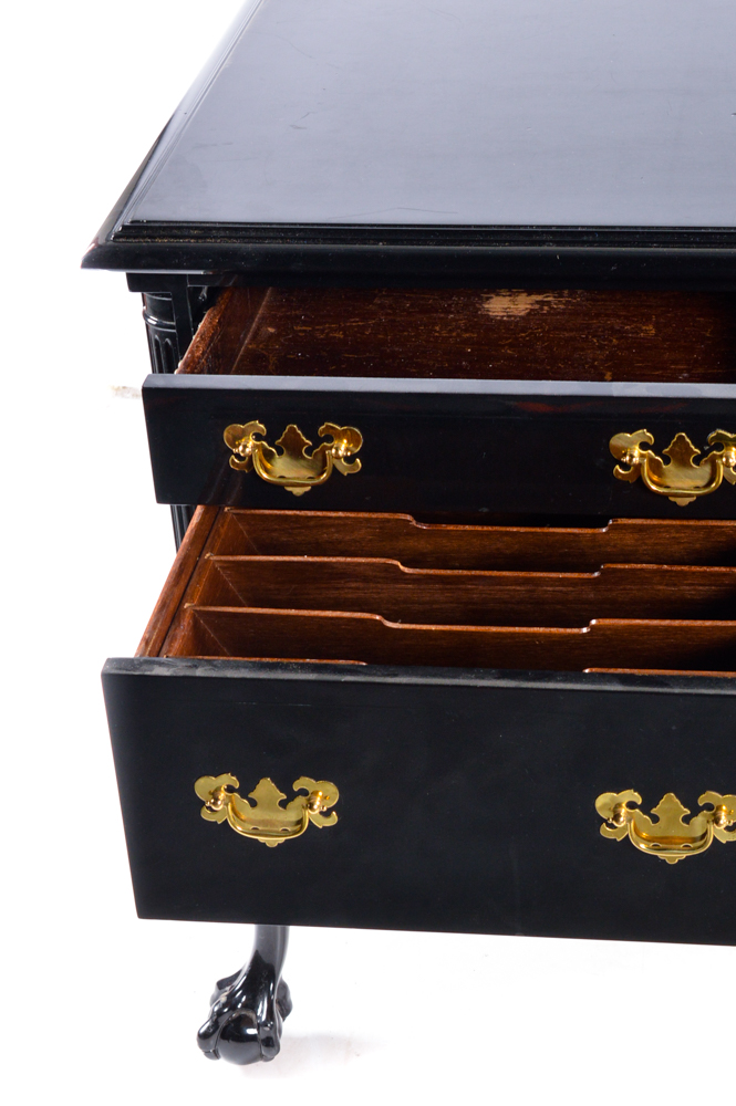 Chippendale Style Desk in a Black Lacquer Finish