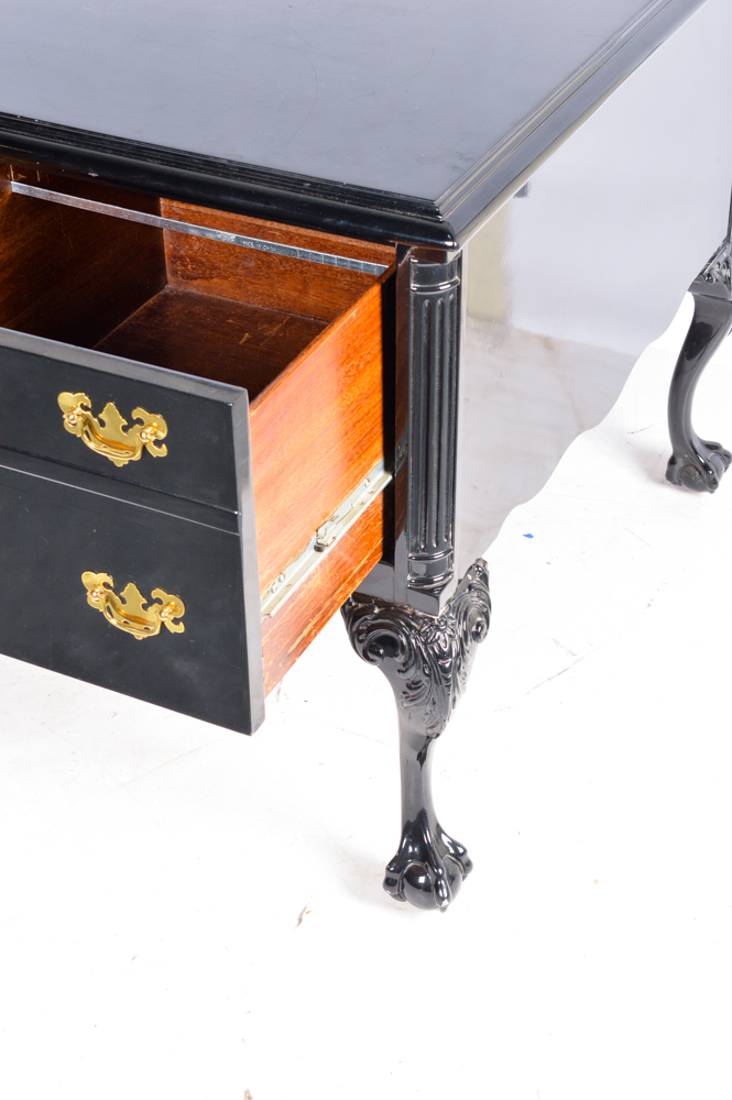Chippendale Style Desk in a Black Lacquer Finish