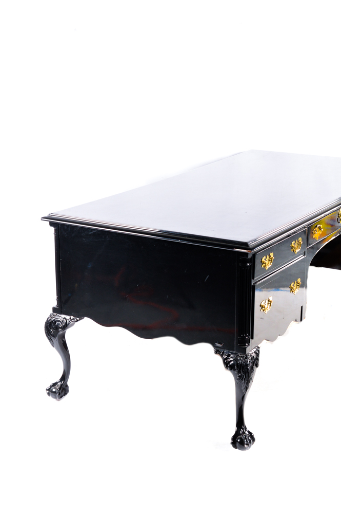 Chippendale Style Desk in a Black Lacquer Finish