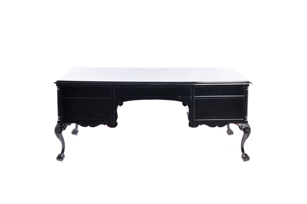Chippendale Style Desk in a Black Lacquer Finish