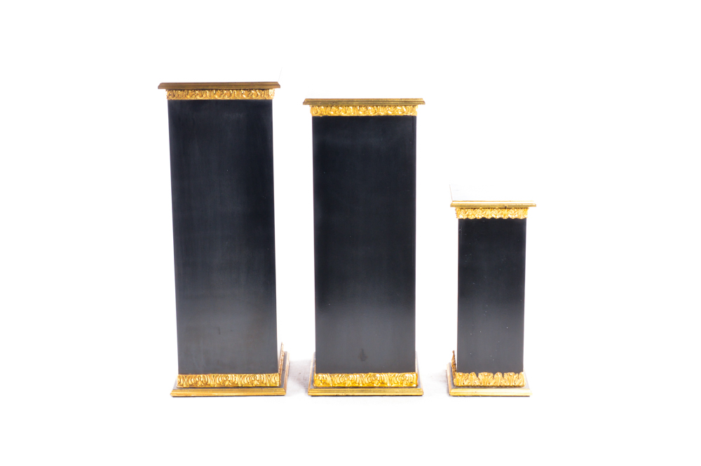 Ornate Black and Gold Tone Pedestals