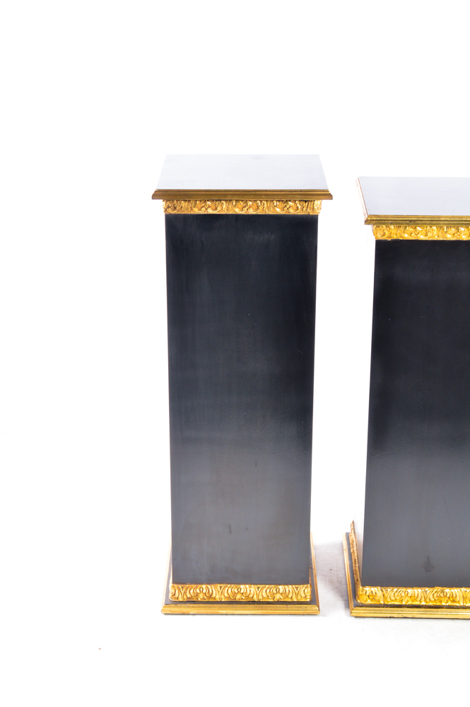 Ornate Black and Gold Tone Pedestals