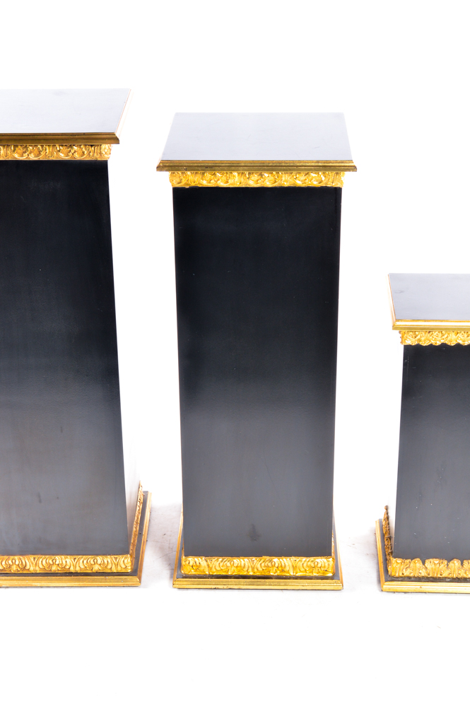 Ornate Black and Gold Tone Pedestals