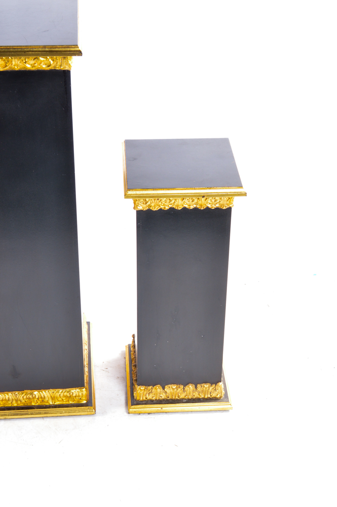 Ornate Black and Gold Tone Pedestals
