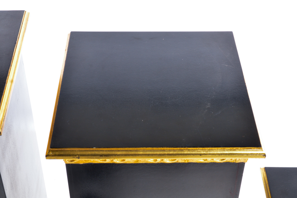 Ornate Black and Gold Tone Pedestals