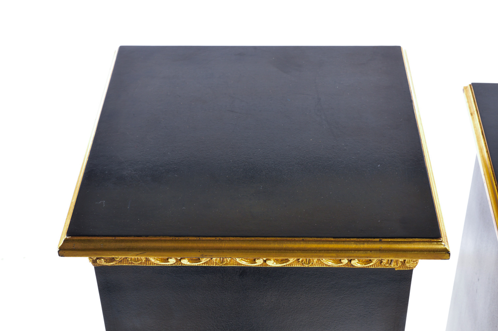 Ornate Black and Gold Tone Pedestals