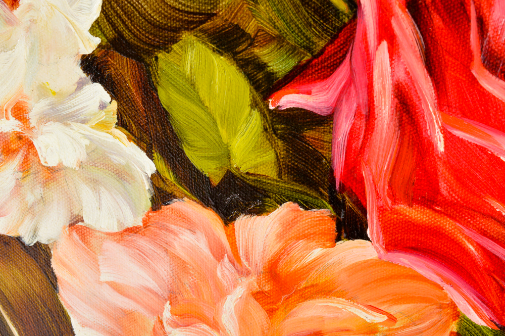 Silvia Tejada Oil on Canvas Still Life "Vase of Flowers"