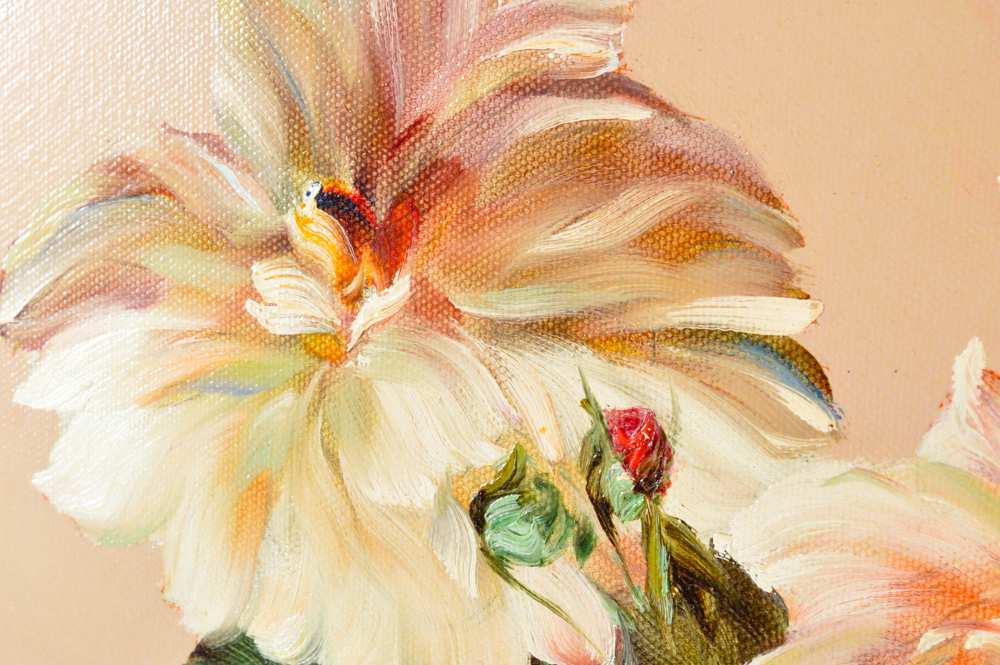 Silvia Tejada Oil on Canvas Still Life "Vase of Flowers"