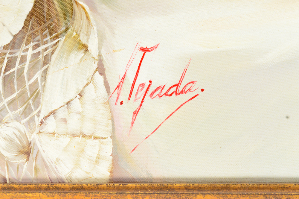 Silvia Tejada Oil on Canvas Still Life "Vase of Flowers"