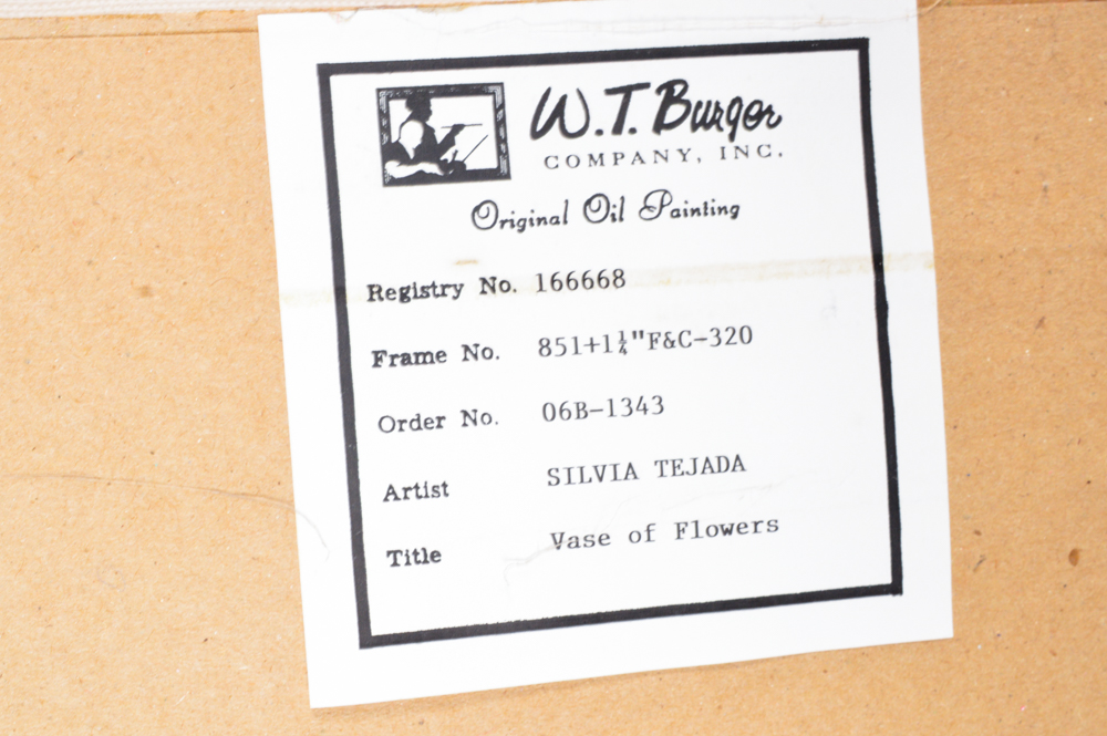 Silvia Tejada Oil on Canvas Still Life "Vase of Flowers"