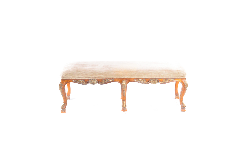 Louis XV Style Upholstered Accent Bench