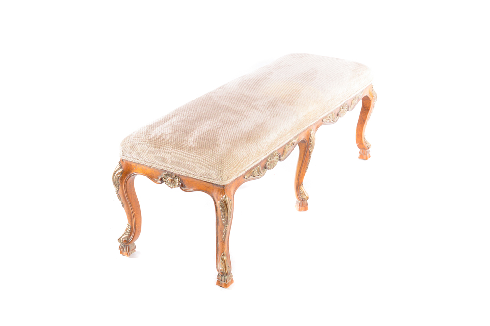 Louis XV Style Upholstered Accent Bench