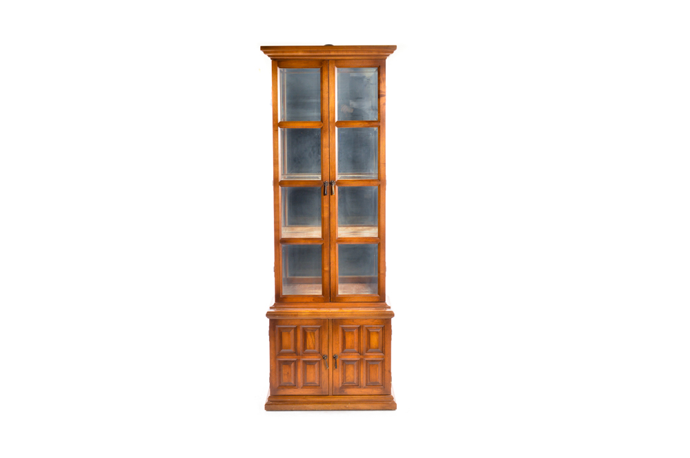 Vintage Glazed-Door Curio Display Cabinet