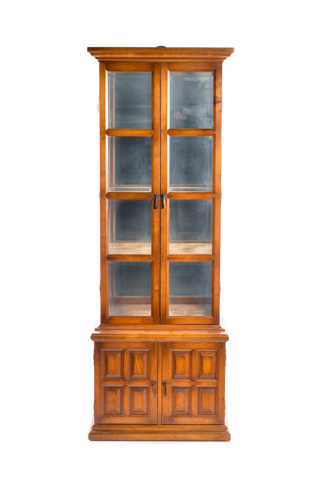Vintage Glazed-Door Curio Display Cabinet