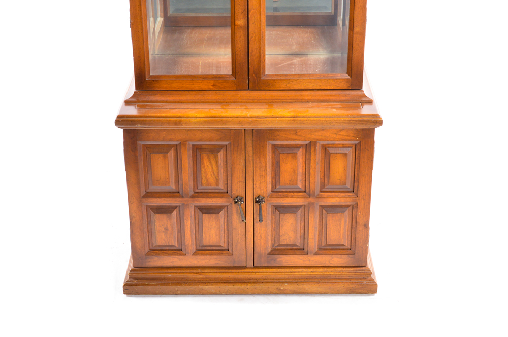 Vintage Glazed-Door Curio Display Cabinet