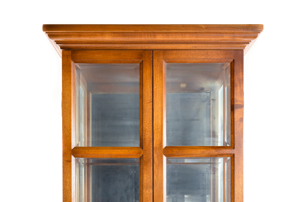 Vintage Glazed-Door Curio Display Cabinet