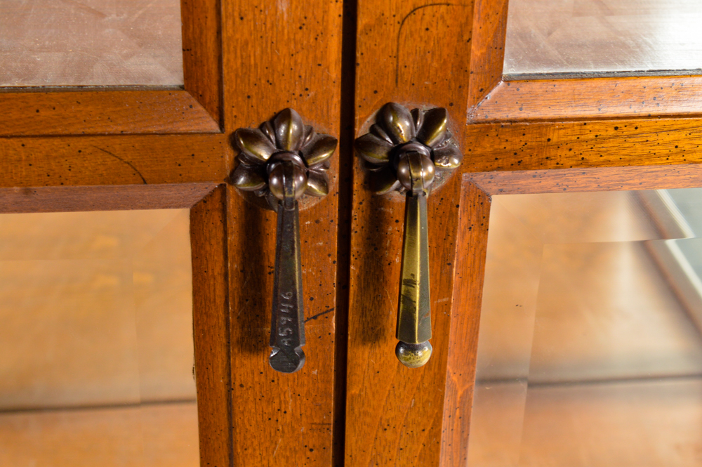 Vintage Glazed-Door Curio Display Cabinet