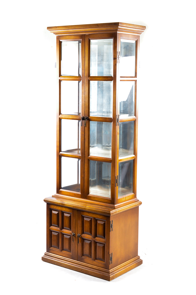 Vintage Glazed-Door Curio Display Cabinet