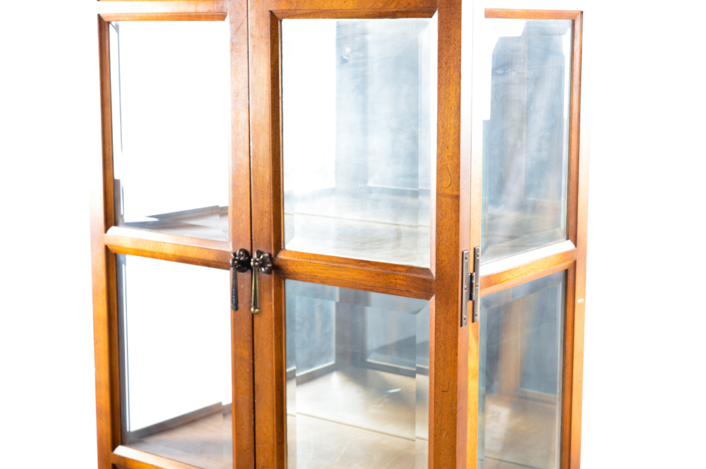 Vintage Glazed-Door Curio Display Cabinet