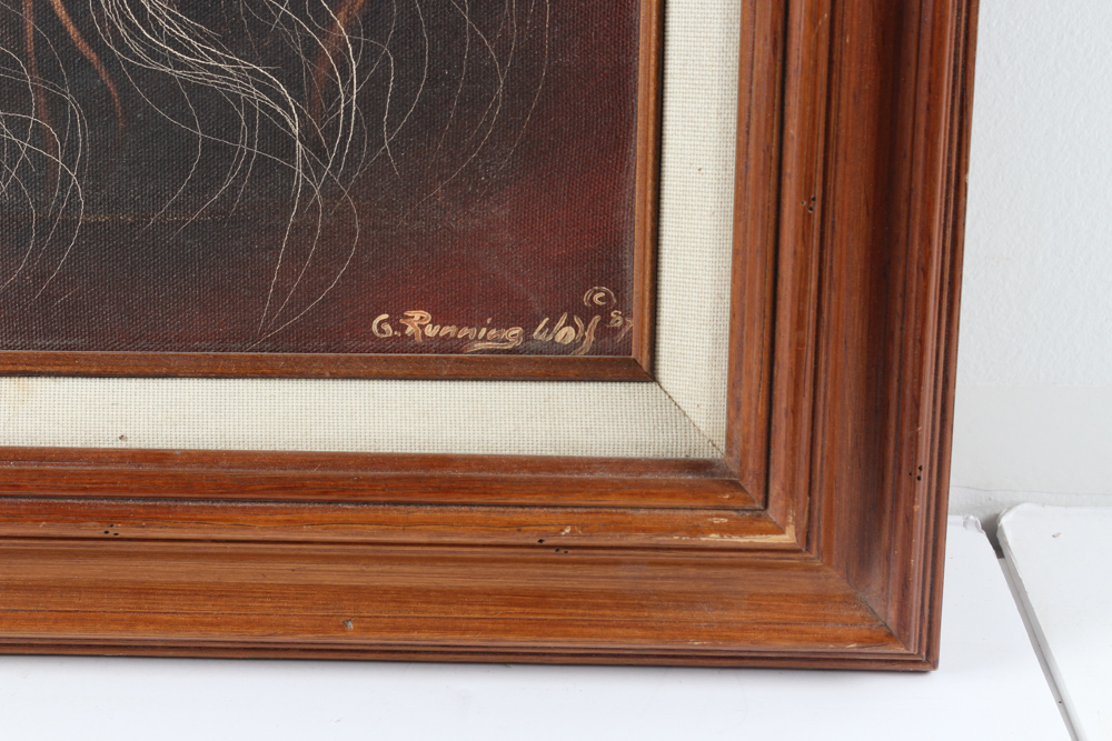 Gale Running Wolf Sr. Acrylic Painting on Canvas "Great Warrior"