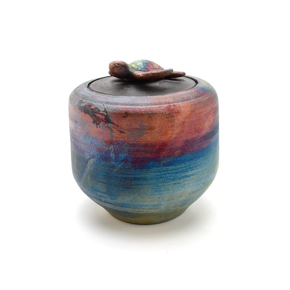 Signed Hawaiian Raku Pottery Turtle Jar