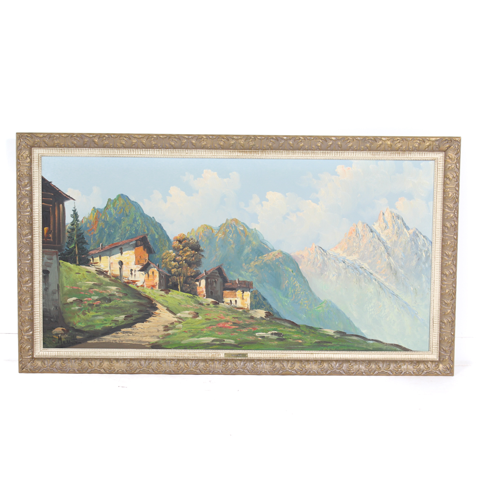 Original Moretti Signed Oil on Canvas Landscape Painting