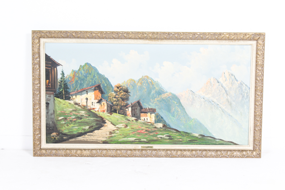 Original Moretti Signed Oil on Canvas Landscape Painting