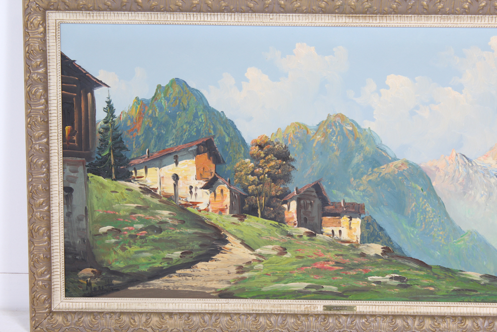 Original Moretti Signed Oil on Canvas Landscape Painting